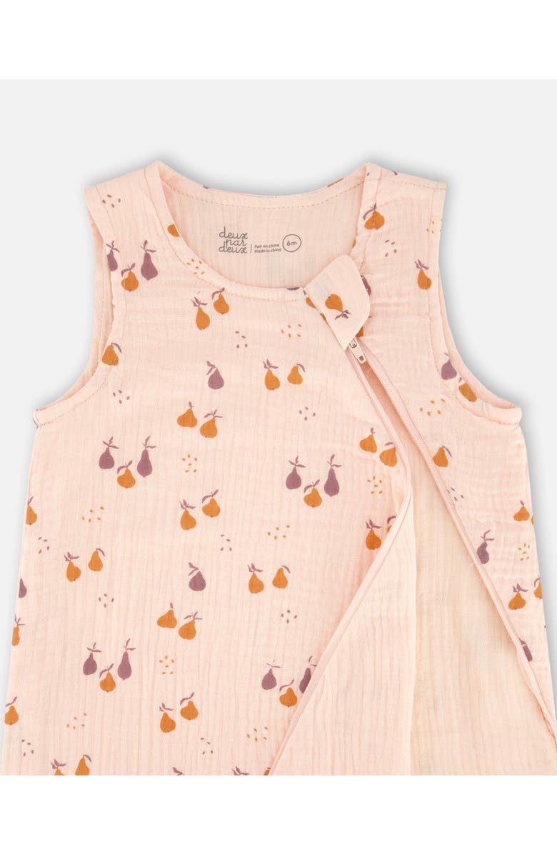 Deux par Deux Baby Girl's Printed Muslin Sleep Sack Peach With Pears, Alternate, color,