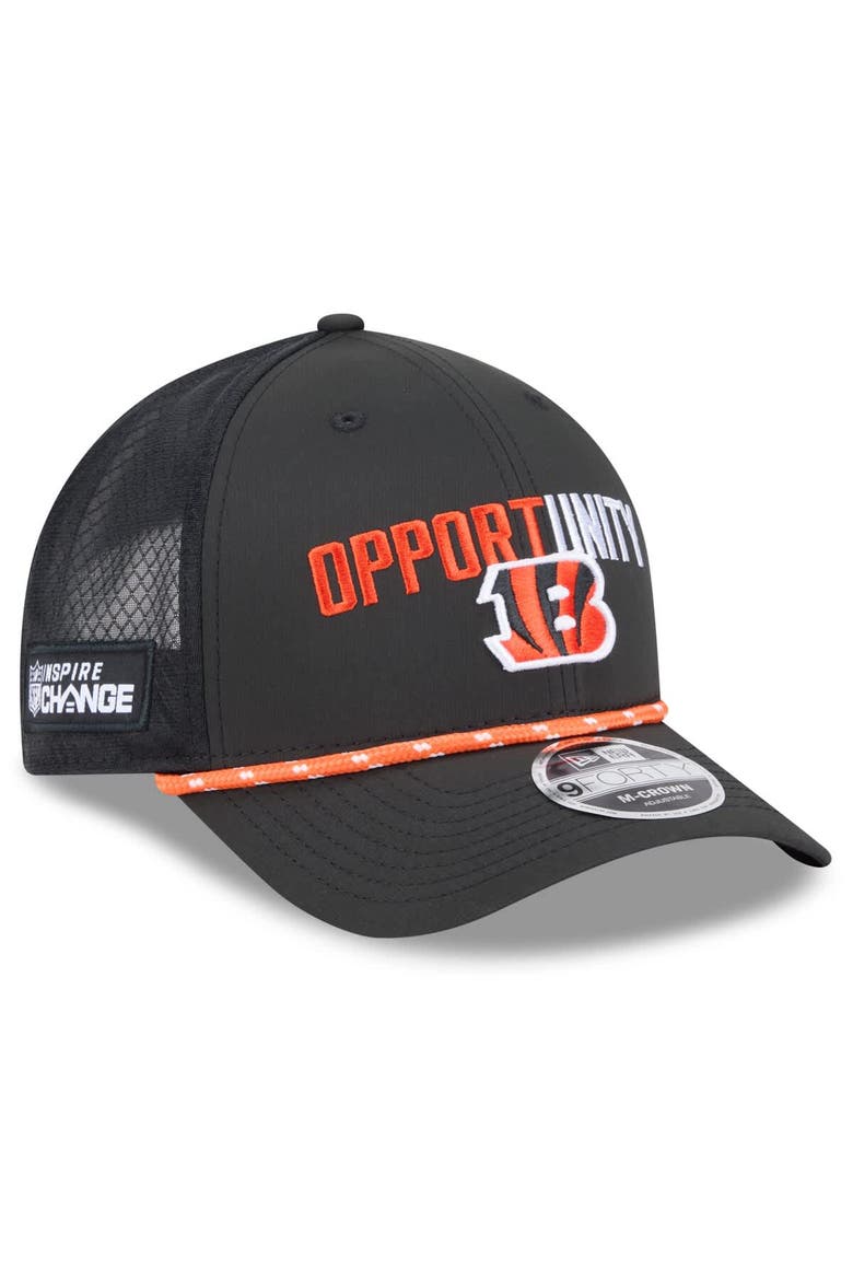 Men's New Era Black Cincinnati Bengals 2025 Inspire Change 9FORTY M-Crown Adjustable Hat, Main, color, Black