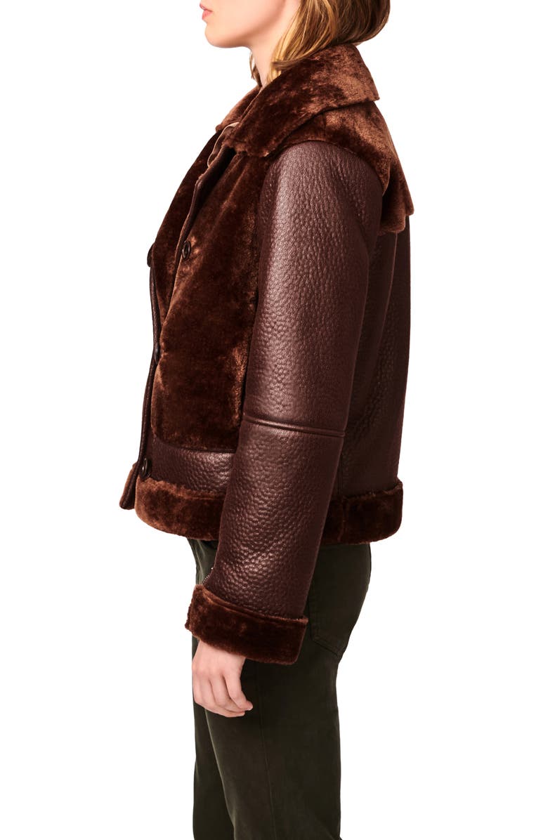 Bernardo Crop Mixed Media Aviator Jacket, Alternate, color, 
