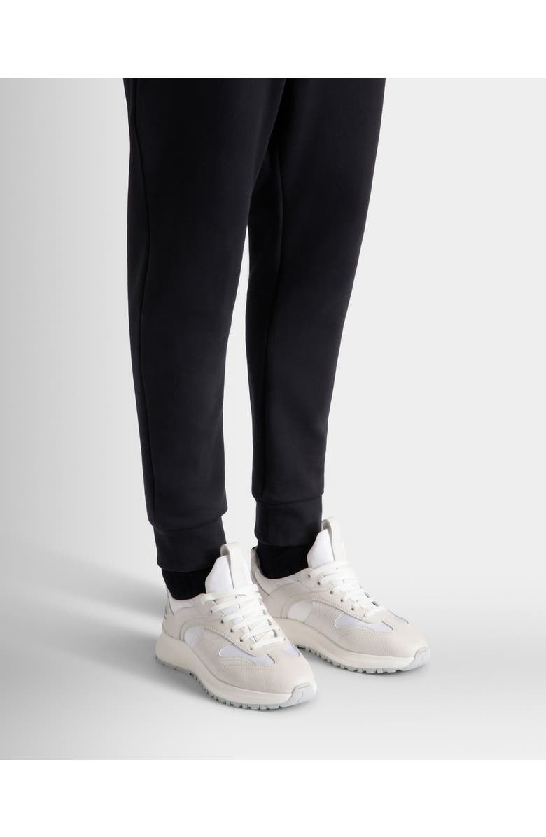 Bally Outline Sneaker In Leather And Nylon, Alternate, color, White