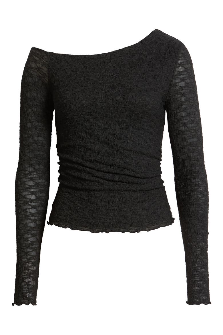 One-Shoulder Lace Top, Alternate, color, BLACK