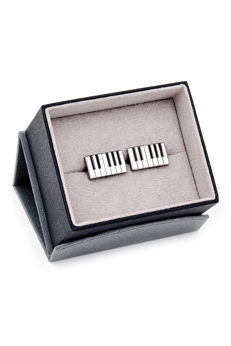 Enamel Piano Cuff Lnks, Alternate, color, WHITE
