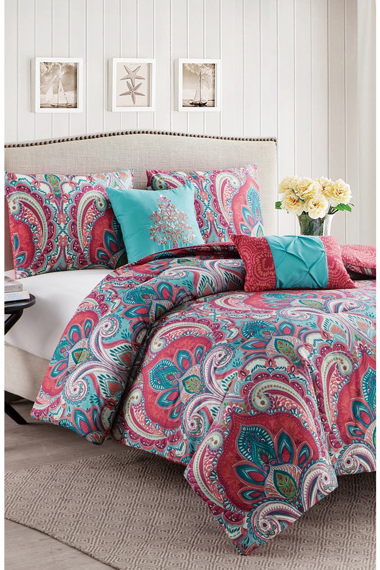 Damask Reversible Comforter Set - King, Alternate, color, MULTI
