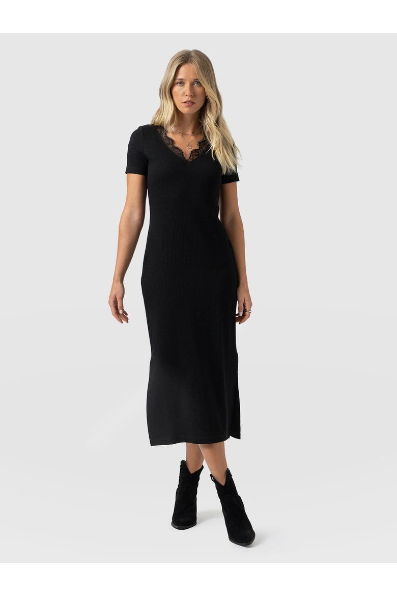 Andie V-Neck Dress, Main, color, Black Lace