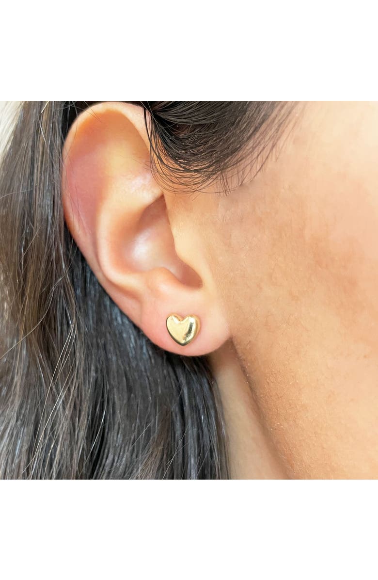 The Lovery Fine Jewelry Puffy Gold Heart Stud Earrings, Alternate, color, Yellow Gold
