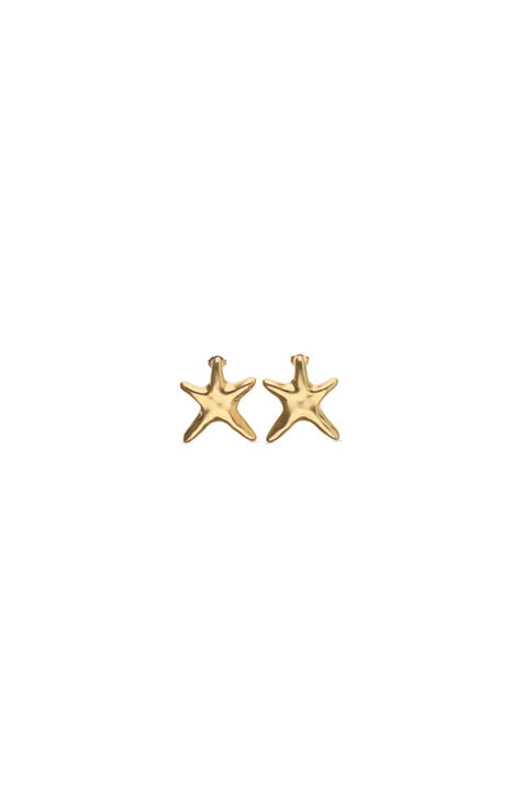 Medium Gold-tone Star Earrings