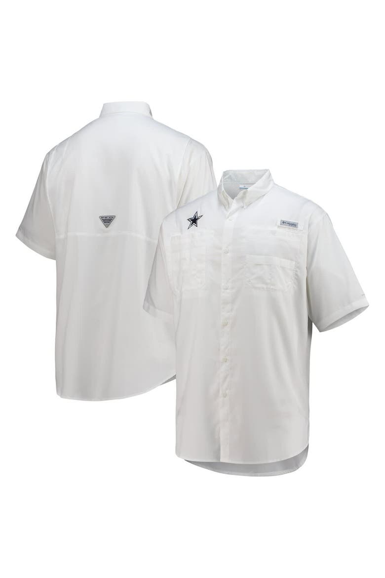 Men's Columbia White Dallas Cowboys Tamiami Omni-Shade Button-Down Short Sleeve Shirt, Main, color, White