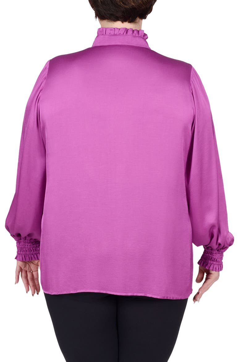 Torie Ruffle Collar Satin Blouse, Alternate, color, BERRY