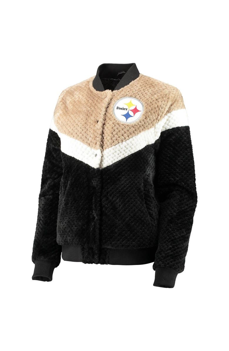 G-III 4HER BY CARL BANKS Women's G-III 4Her by Carl Banks Black/Cream Pittsburgh Steelers Riot Squad Sherpa Full-Snap Jacket, Alternate, color, 