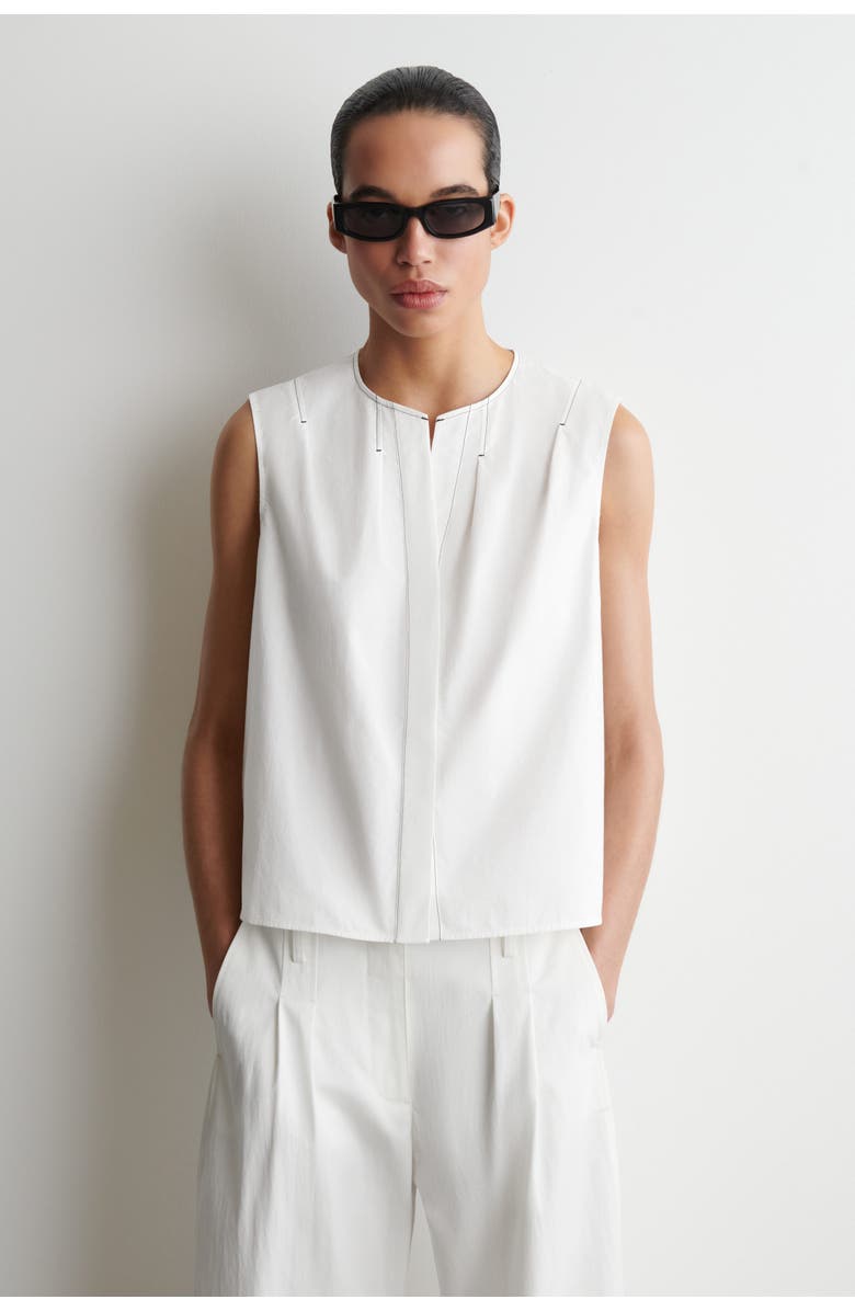 COS Pleated Sleeveless Top, Main, color, White