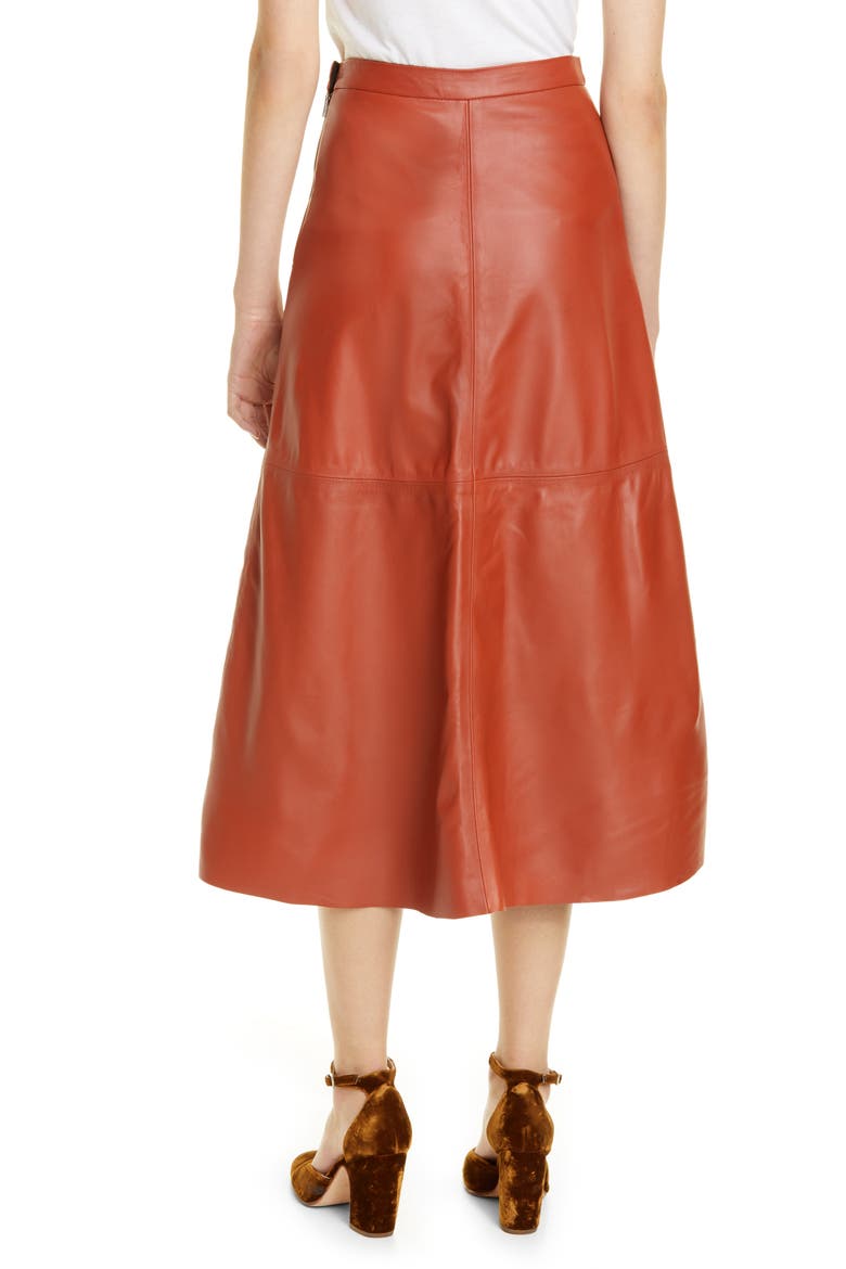 Content Leather Skirt (Nordstrom Exclusive), Alternate, color, COGNAC