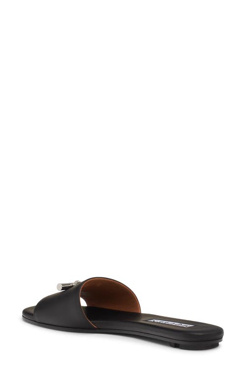 Alexander Mcqueen T-bar Leather Flat Sandals In Black/silver