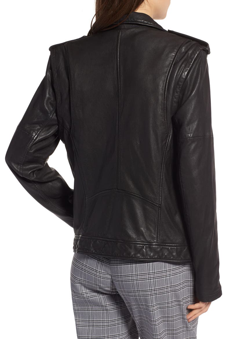 Convertible Leather Jacket, Alternate, color, BLACK