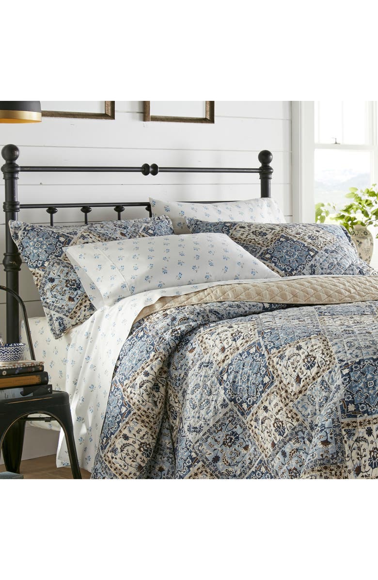 STONE COTTAGE Arell Reversible Quilt & Sham Set, Alternate, color, Blue