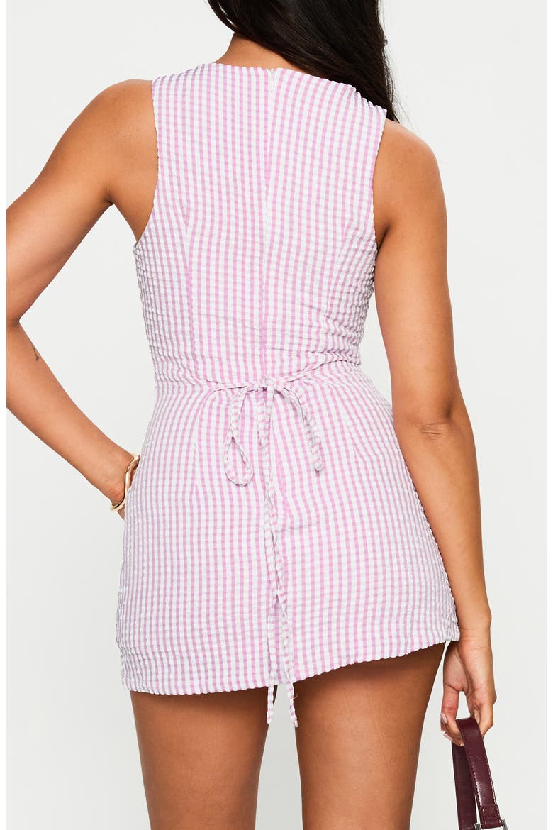 Yumiko Tie Back Sleeveless Romper, Alternate, color, PINK CHECK