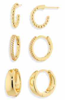 Set of 3 Huggie Hoop Earrings