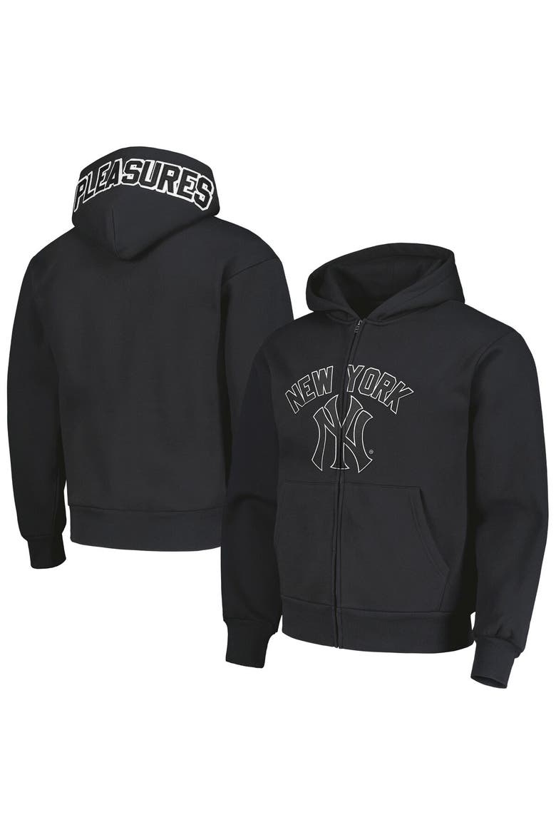 Men's PLEASURES Black New York Yankees Opening Day Full-Zip Hoodie