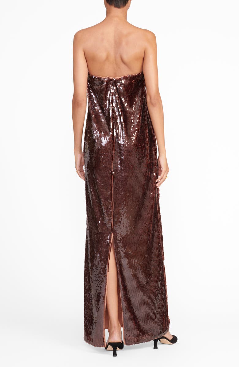 STAUD Casey Sequin Strapless Dress, Alternate, color, Bronze