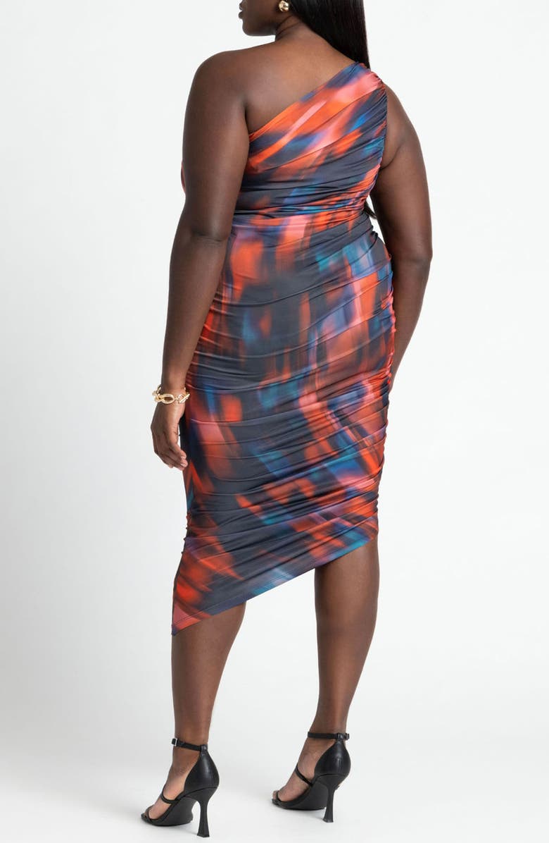 ELOQUII Ruched One-Shoulder Jersey Dress, Alternate, color,