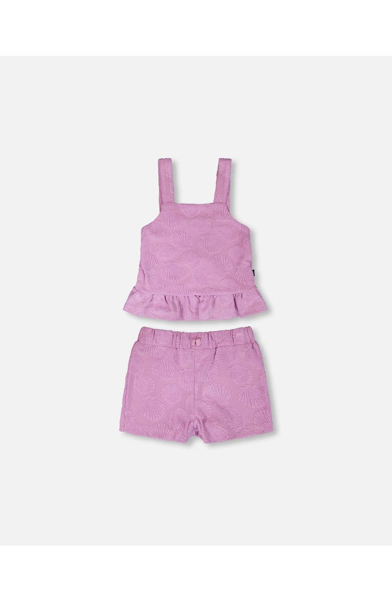 Deux par Deux Terry Sleeveless Tank Top with Elastic Waist Shorts Set, Main, color, Lilac