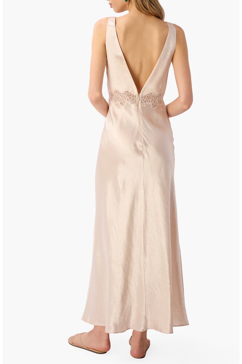 Rehka Sleeveless Lace & Satin Maxi Dress, Alternate, color, OAT
