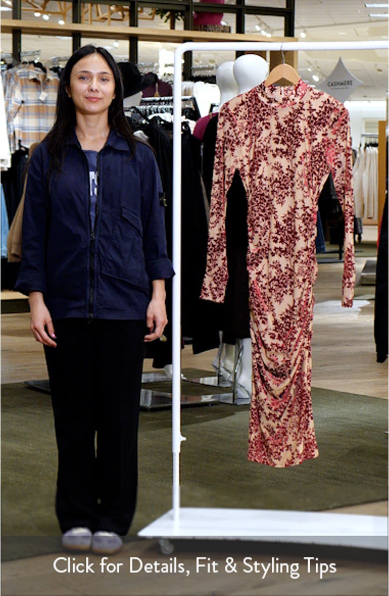 Mock Neck Long Sleeve Burnout Velvet Cocktail Dress, sales video thumbnail