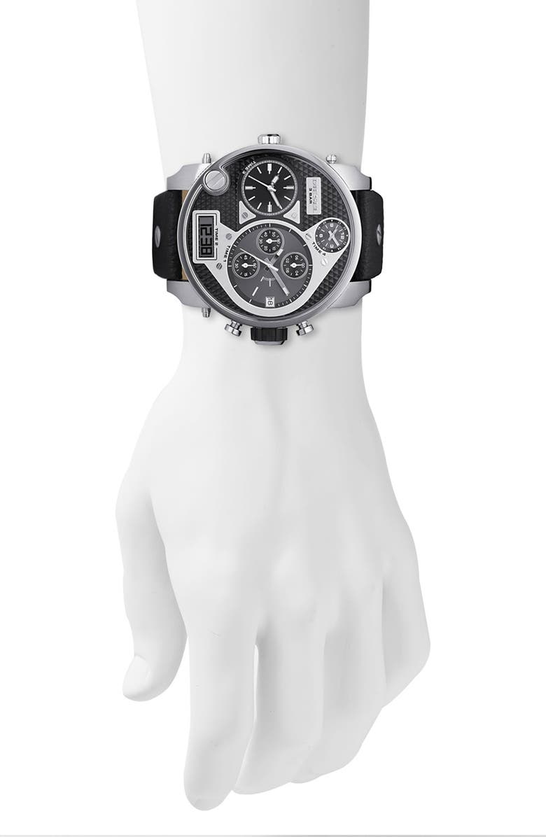 DIESEL<sup>®</sup> 'Mr. Daddy' Leather Strap Watch, 58mm, Alternate, color, 