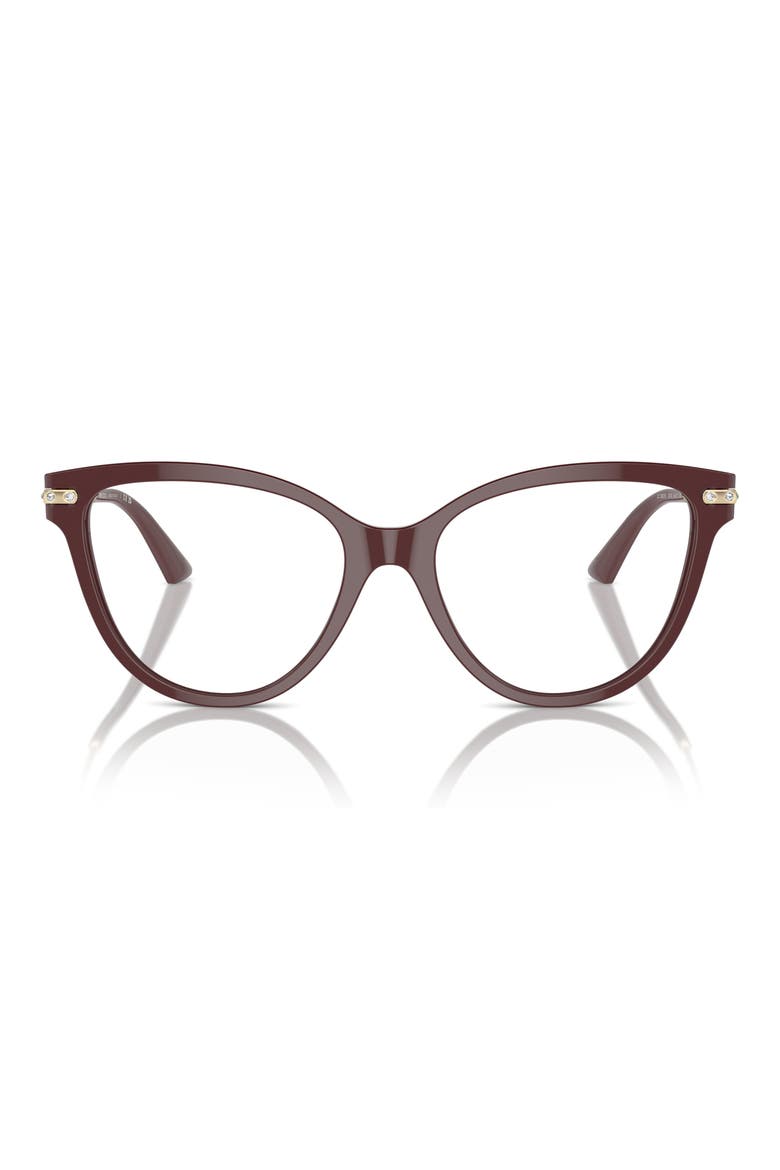 52mm Cat Eye Optical Glasses, Main, color, RED / DEMO LENS