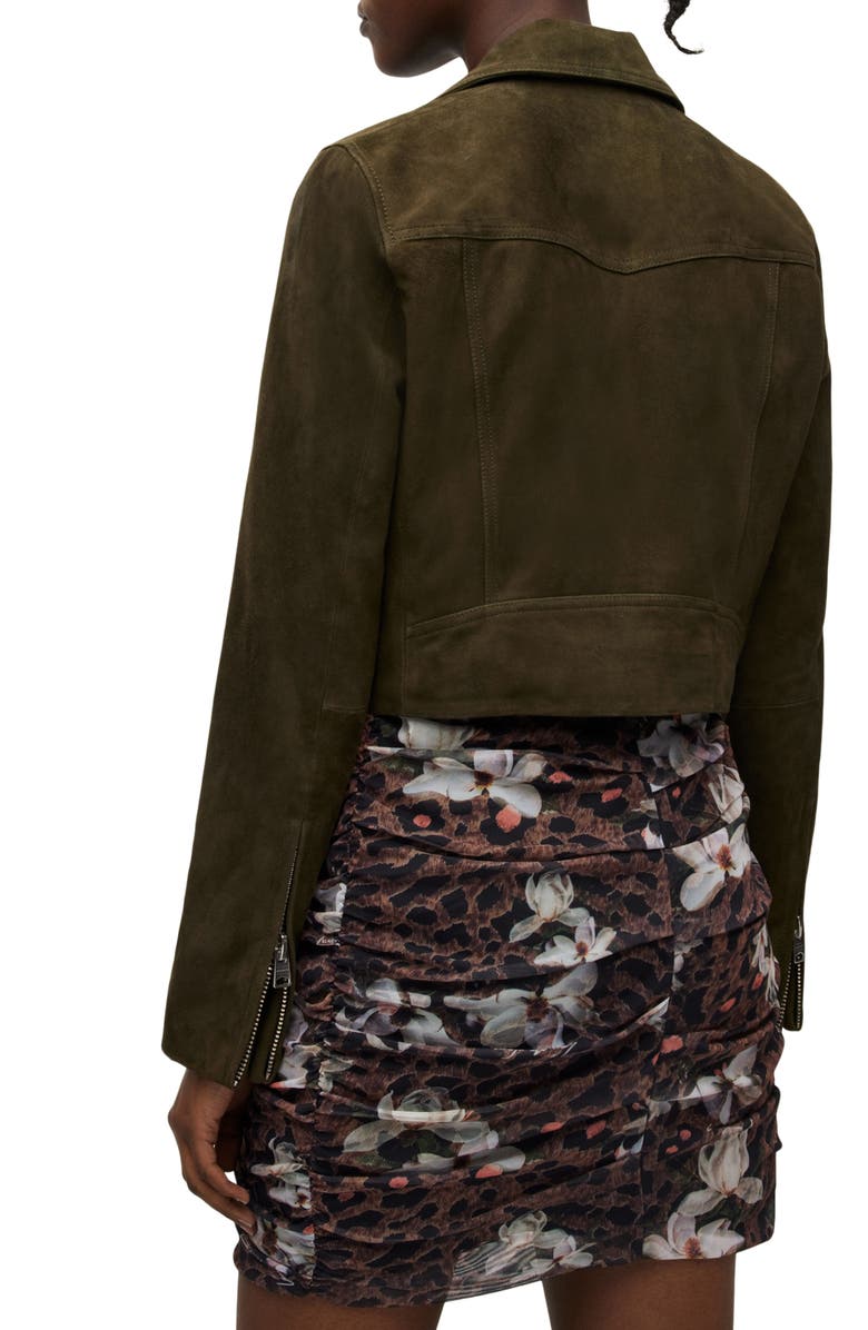 AllSaints Dalby Crop Suede Biker Jacket, Alternate, color,