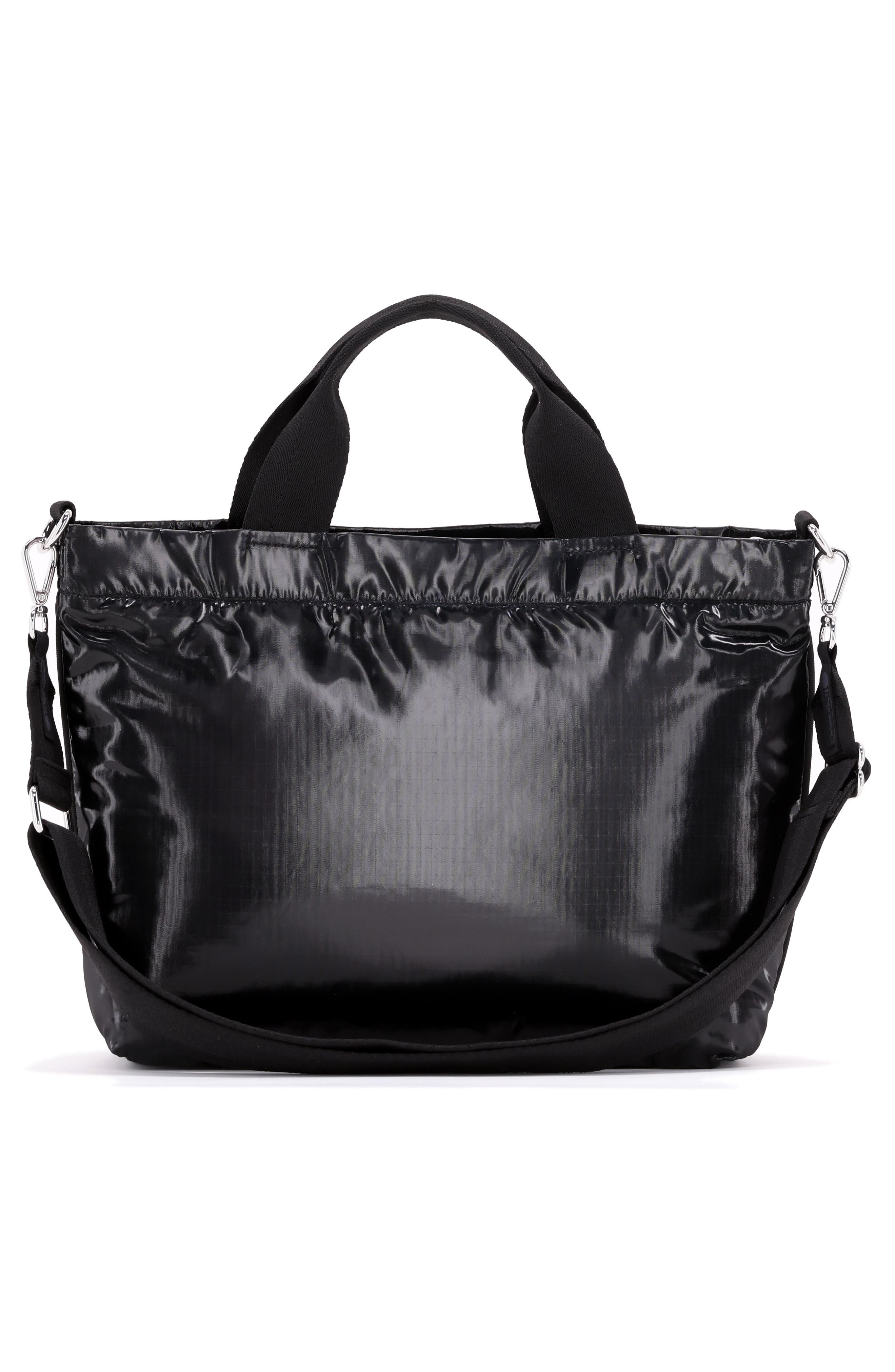 LeSportsac Small Convertible Zip Top Tote Bag, Alternate, color, Black Shine