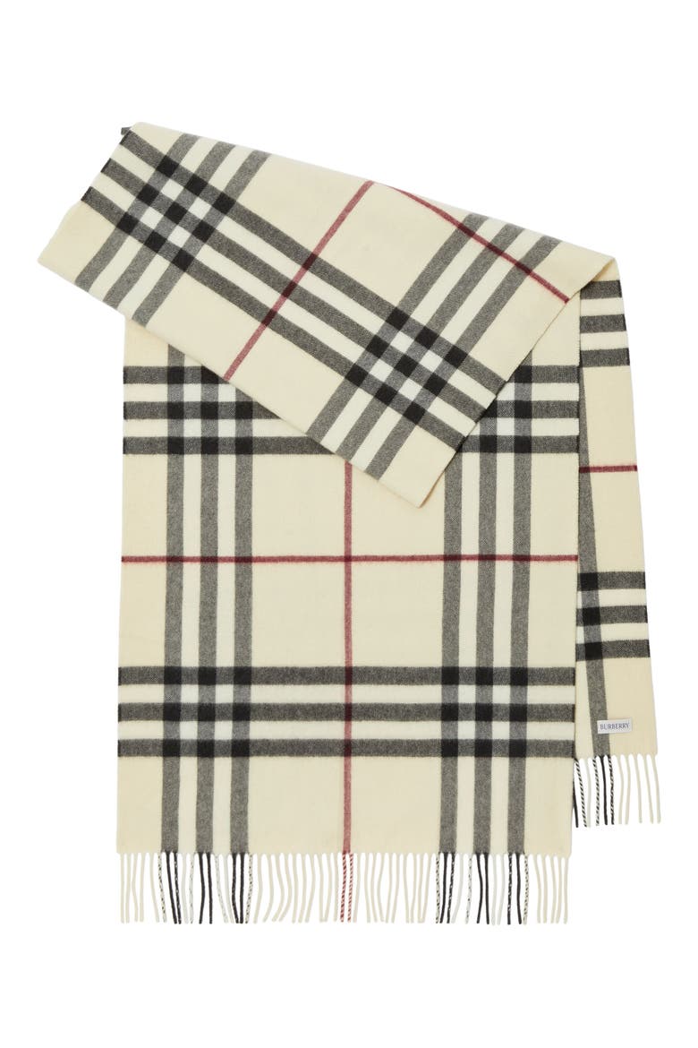 Giant Check Washed Cashmere Scarf, Alternate, color, STONE