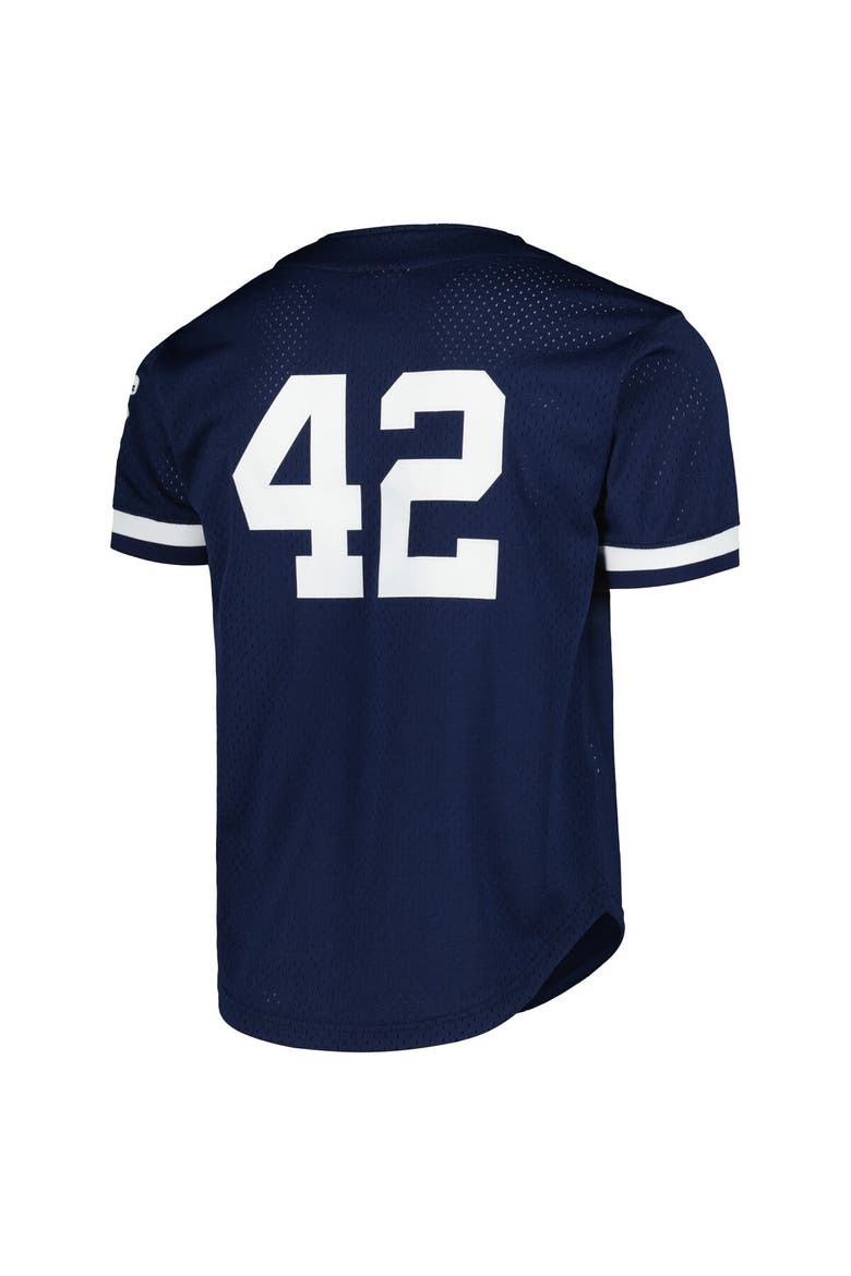 Men's Mitchell & Ness Mariano Rivera Navy New York Yankees Cooperstown Collection Mesh Batting Practice Button-Up Jersey, Alternate, color, Navy