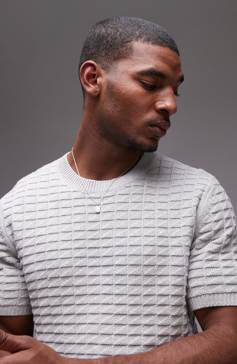 Topman Textured Short Sleeve Sweater, Alternate, color, 