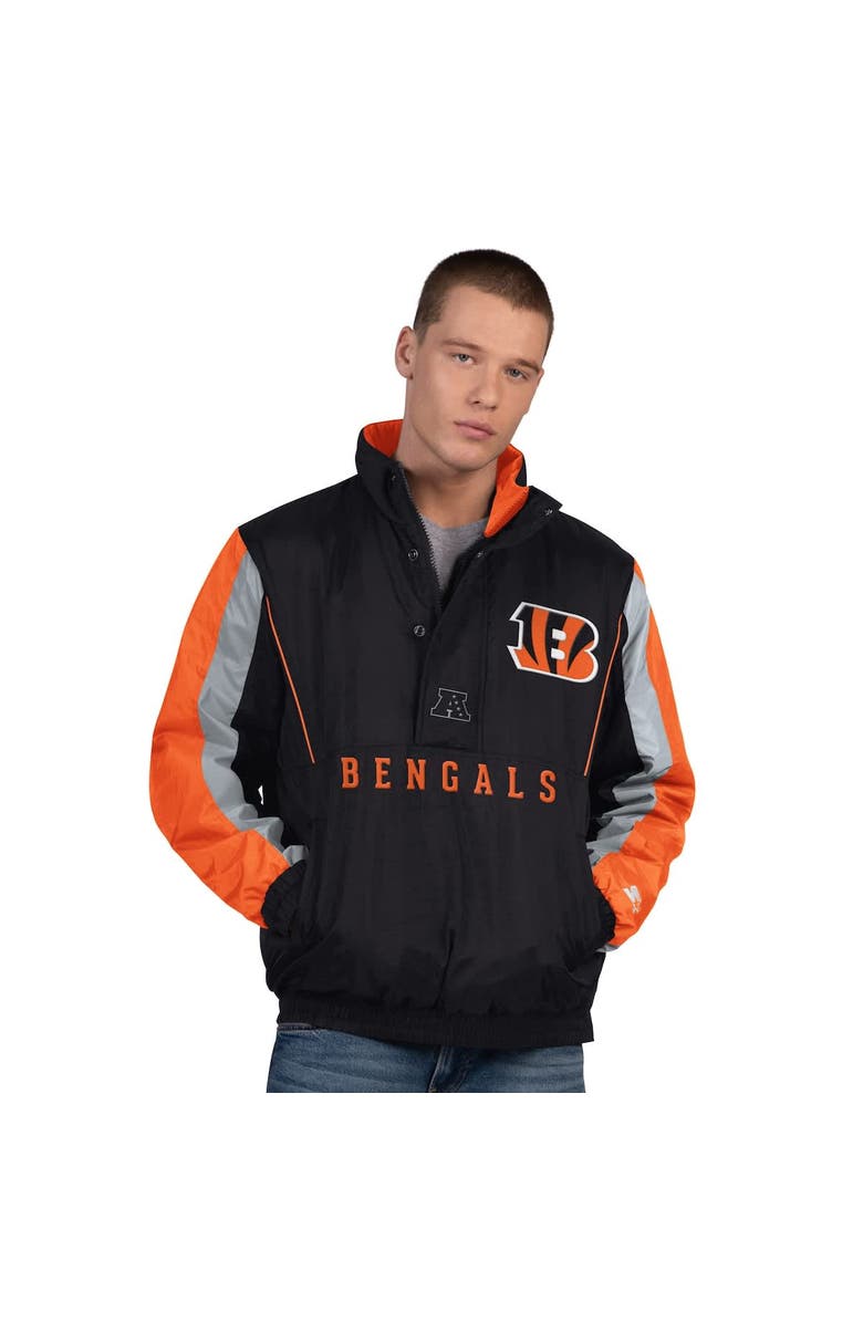 STARTER Men's Starter  Black Cincinnati Bengals Thursday Night Gridiron Half-Zip Jacket, Alternate, color, Black