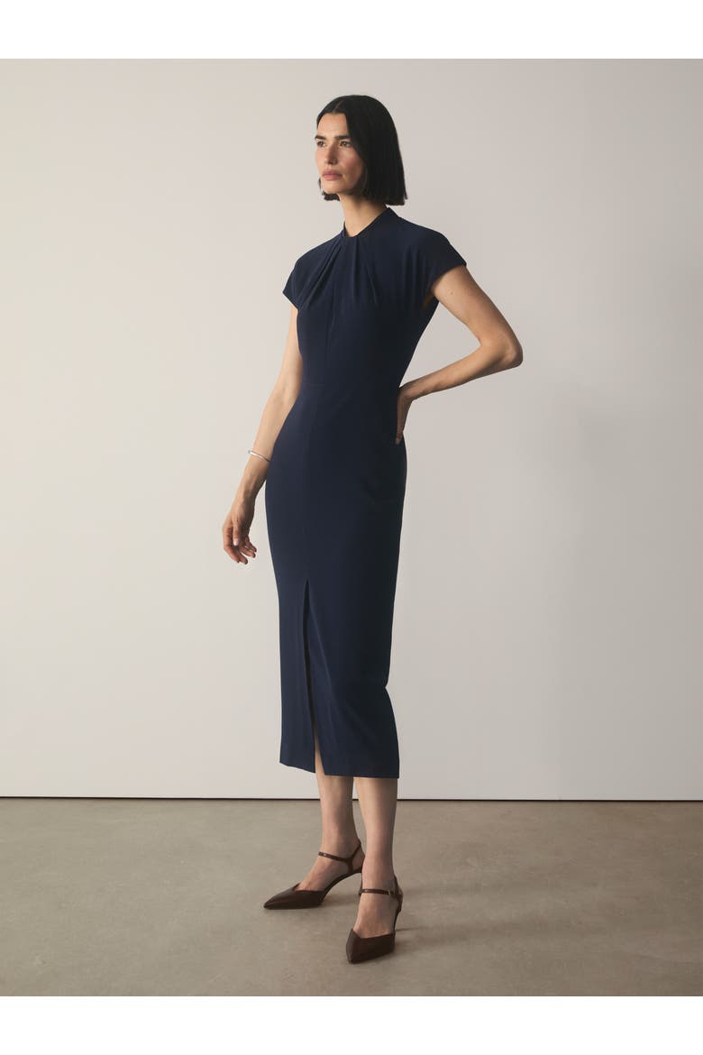 Rassina Gathered Jersey Midi Dress, Alternate, color, Navy