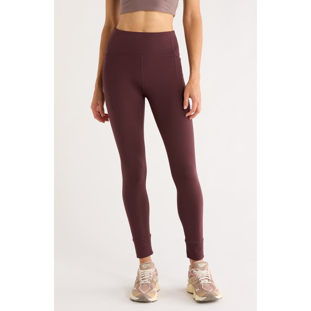 Zella Cozy Tech Pocket Leggings In Burgundy