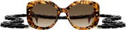 Carolina Herrera 53mm Gradient Rectangular Sunglasses with Removable Chain