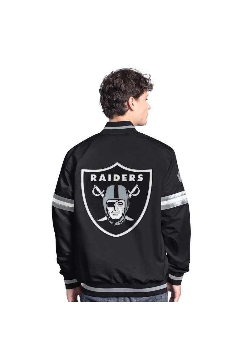 Men's Starter  Black Las Vegas Raiders Scout Full-Snap Varsity Jacket, Alternate, color, Black