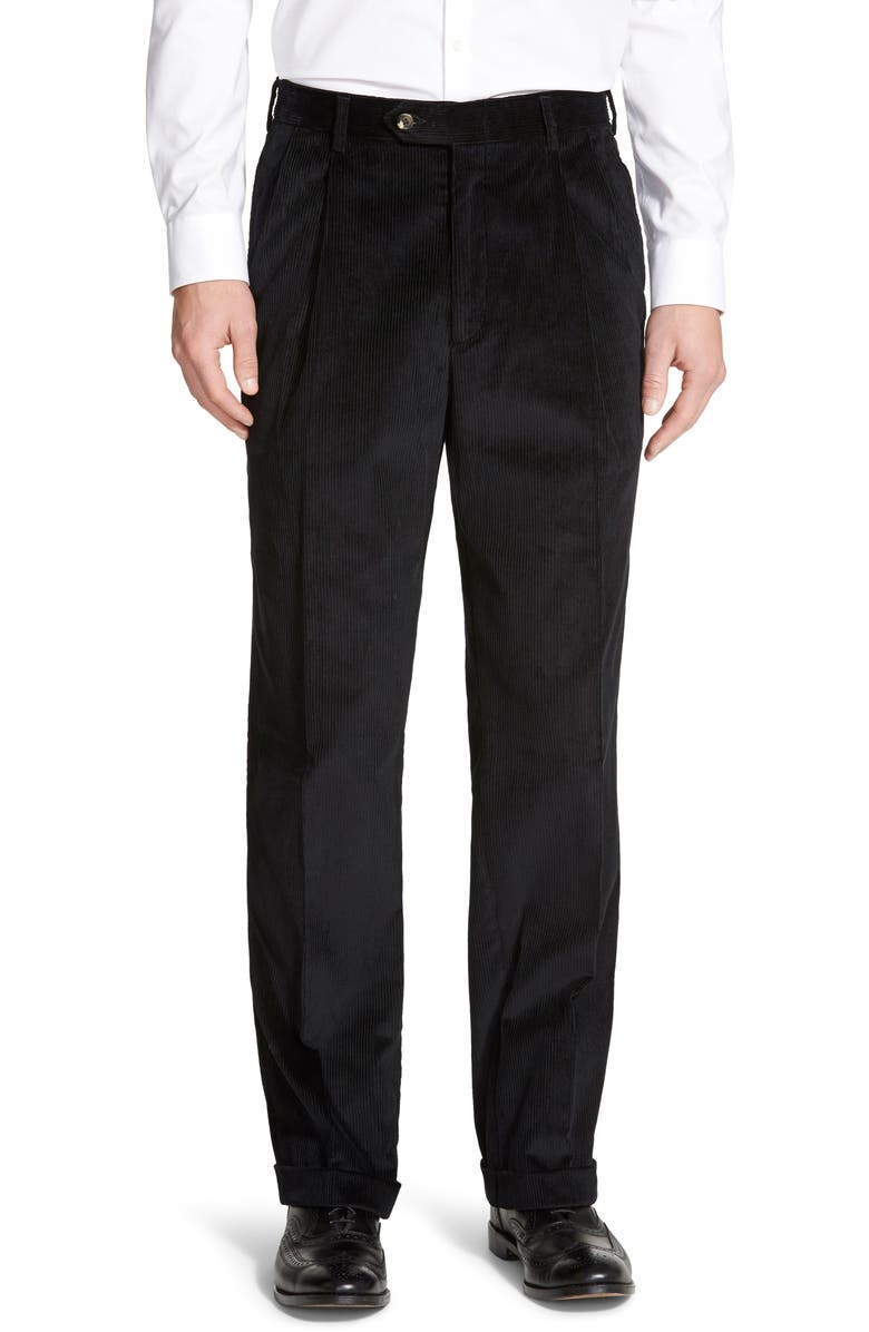 Berle Pleated Classic Fit Corduroy Trousers, Main, color, 