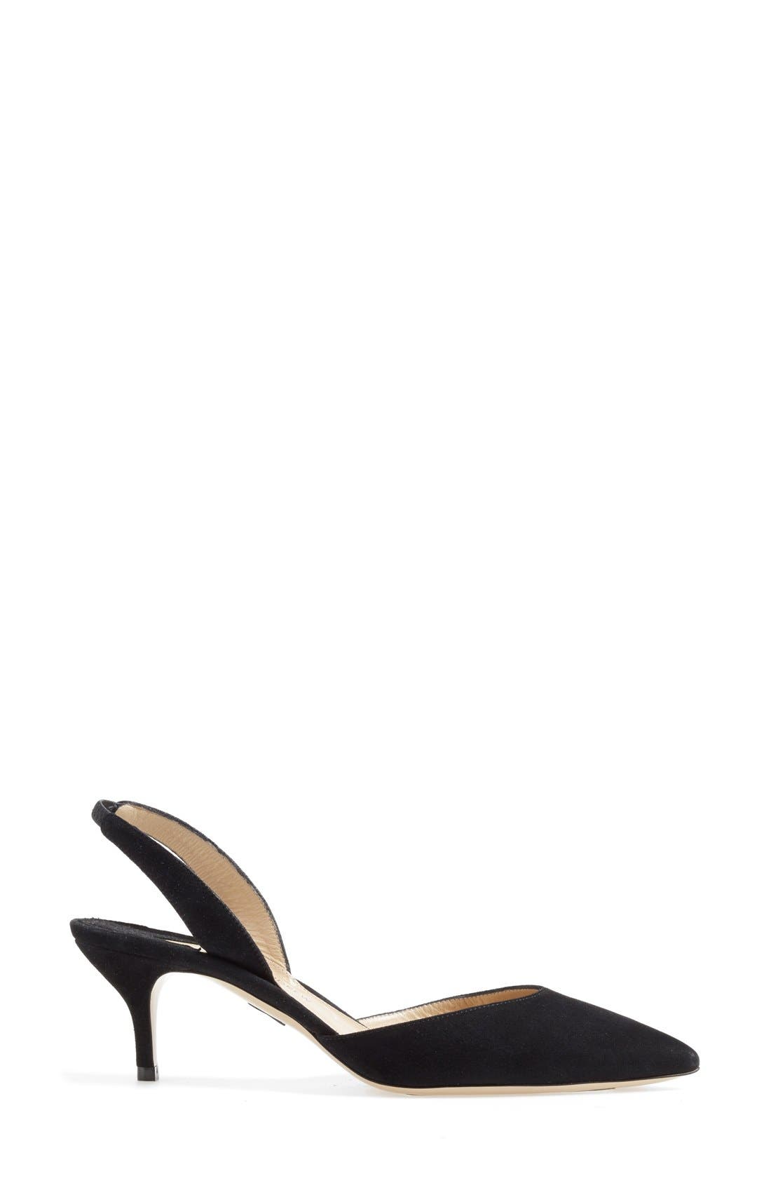 'Rhea' Slingback Pump, Alternate, color, BLACK SUEDE
