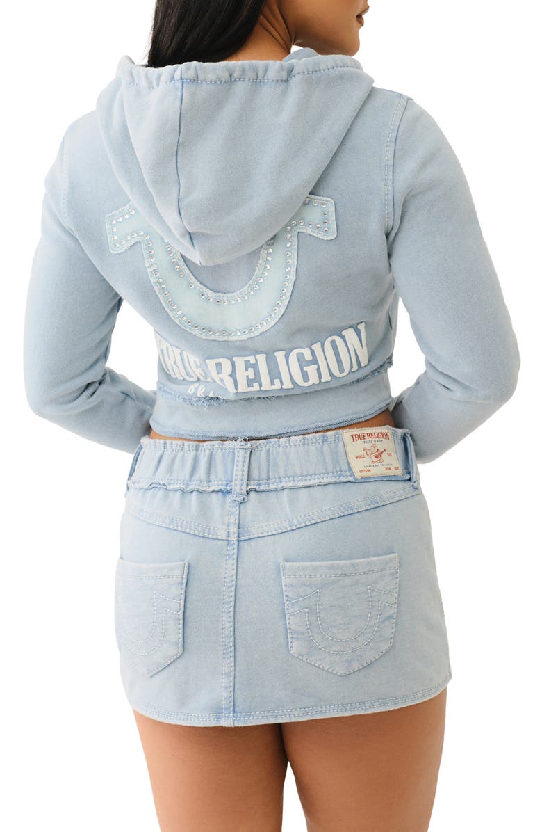 True Religion Shrunken Crop Zip Hoodie, Alternate, color, 