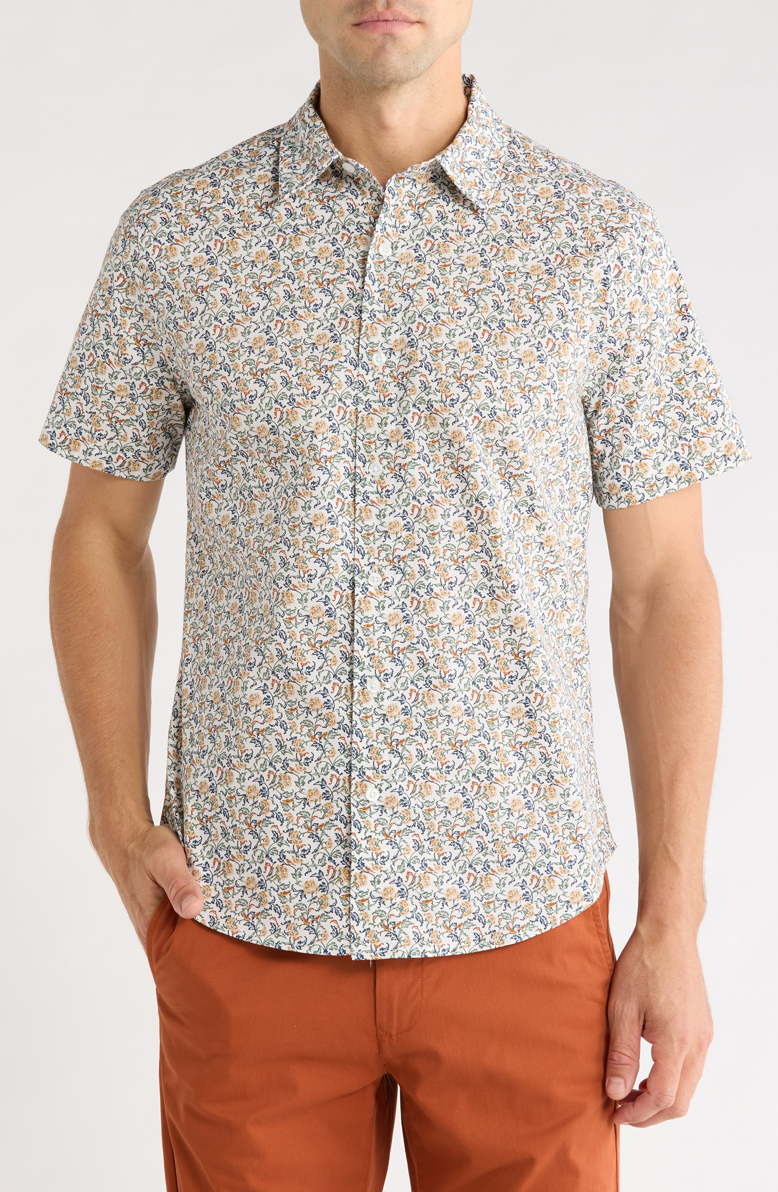Slim Fit Stretch Cotton Poplin Button-Up Shirt