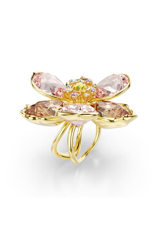 Swarovski Idyllia Multicolored Gold-tone Plated Motif Ring In Multi