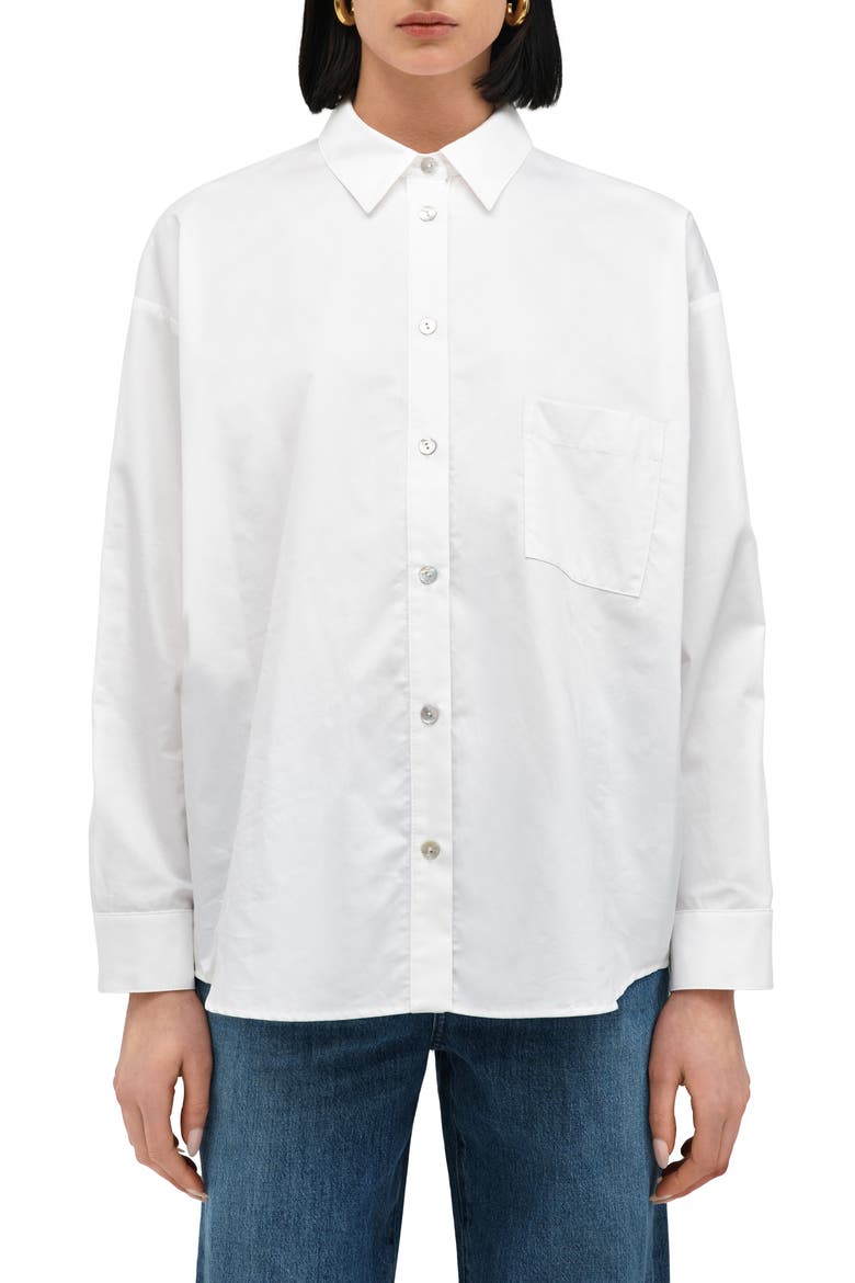 Lima Cotton Poplin Button-Up Shirt, Main, color, OPTIC WHITE