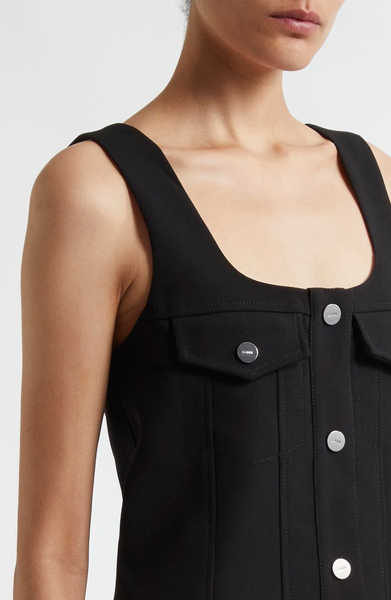 Ganni Snap Front Bonded Crepe Minidress, Alternate, color,