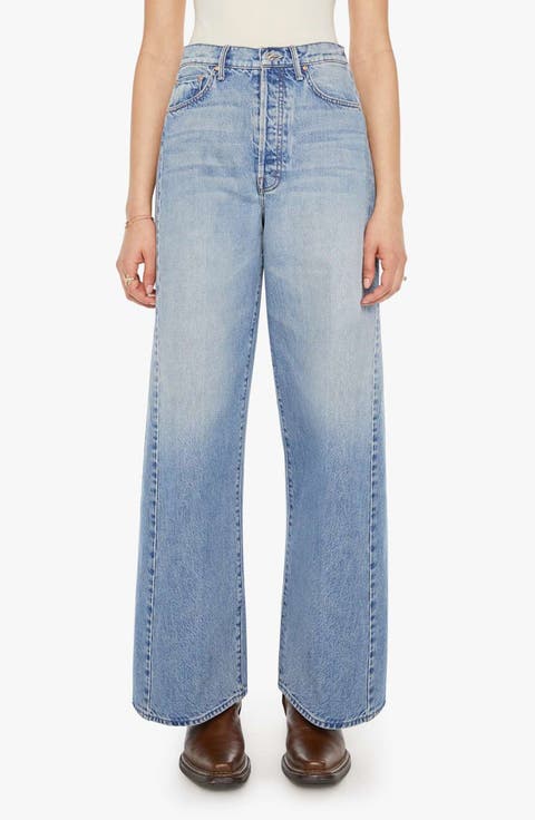 Pipe Dream Button Sneak High Waist Wide Leg Jeans (Leap at the Chance)