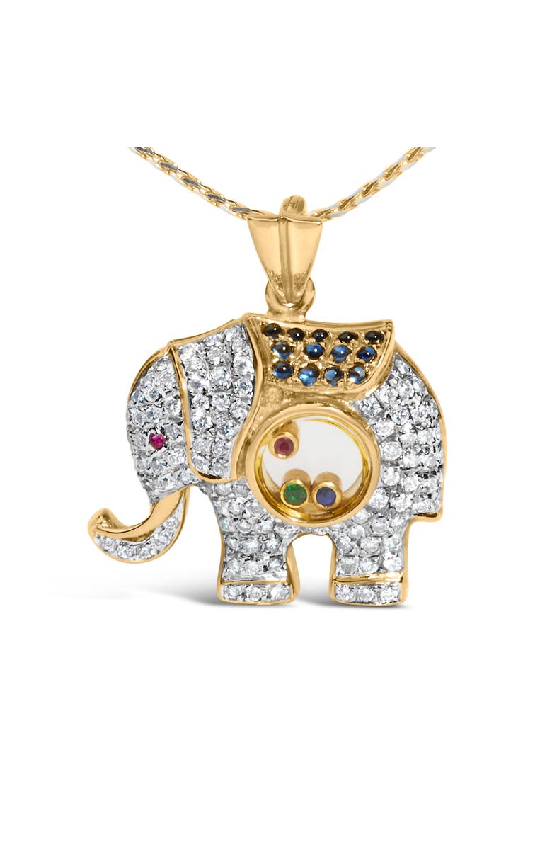 Haus of Brilliance 18K Gold 3/4ct Diamond Pendant Necklace with Ruby & Sapphire, Alternate, color, Yellow