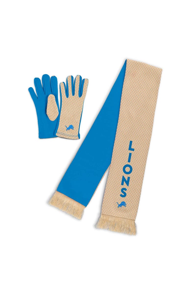 WEAR by Erin Andrews Women's WEAR by Erin Andrews Detroit Lions Tonal Microcheck Scarf & Glove Set, Main, color, Tan