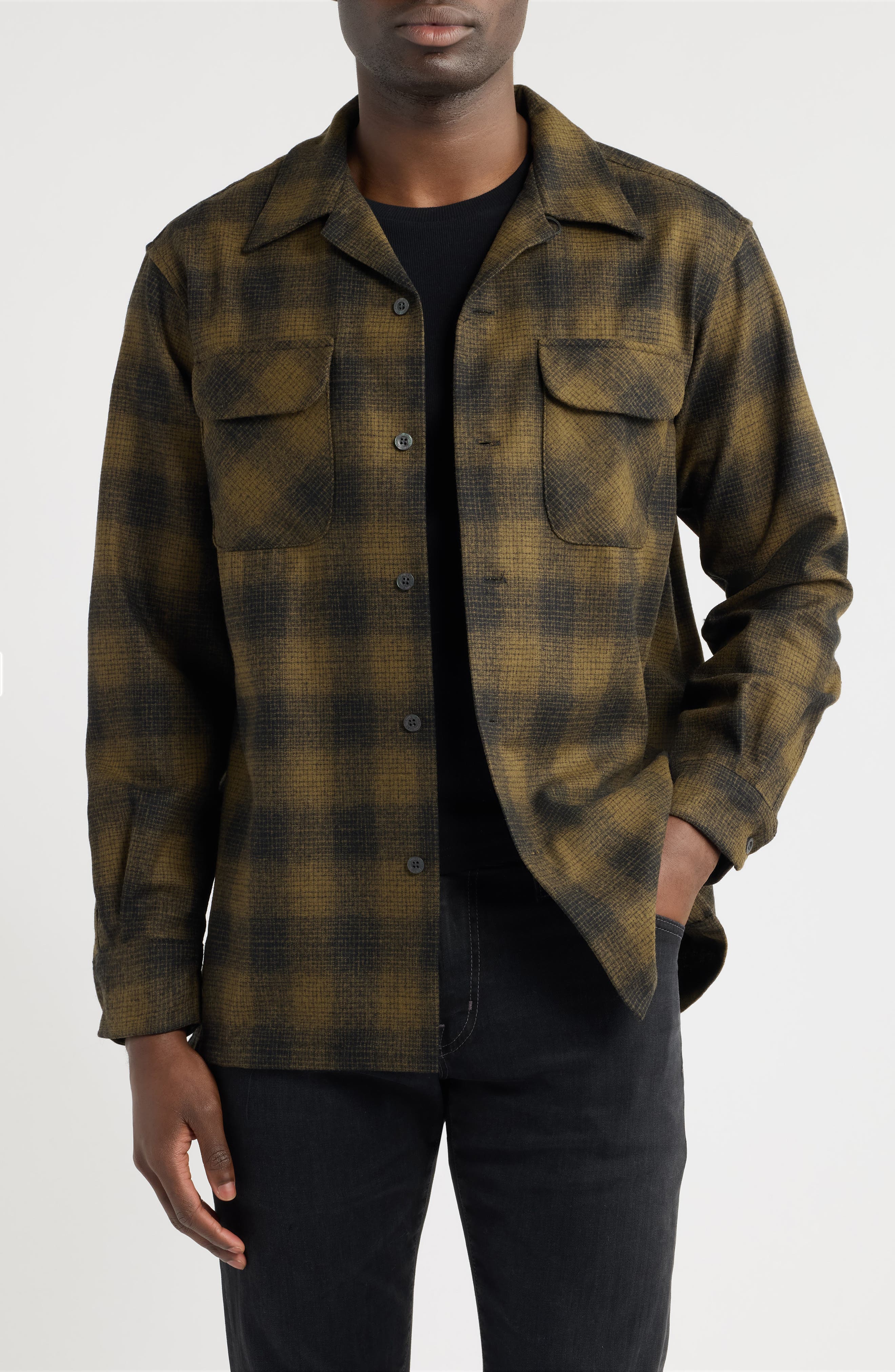 selected OLIVE SHADOW PLAID