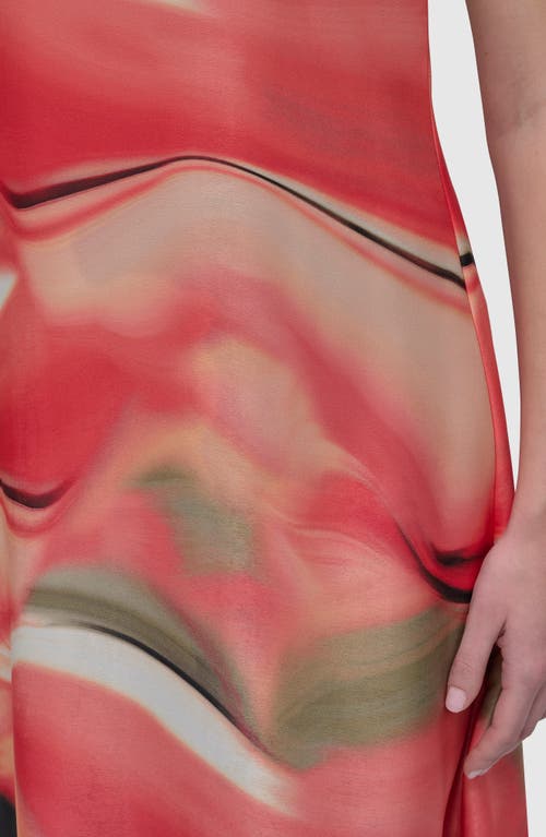 Shop Dkny Print Sleeveless Midi Dress In Brushed Marble